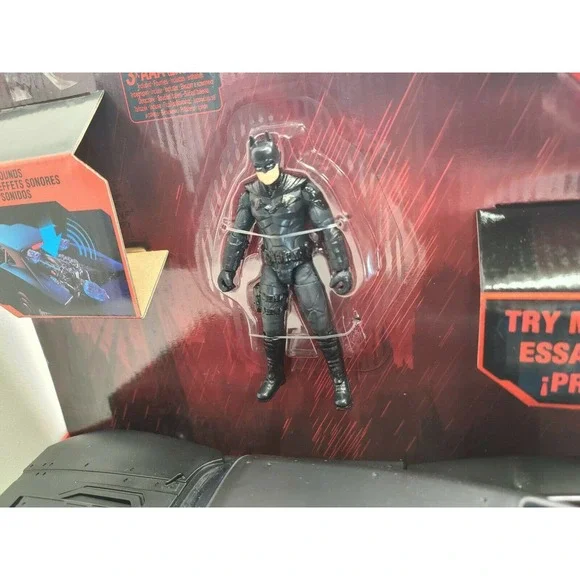 DC The Batman Movie BATMOBILE w/Lights/Sounds & 4.5” Figure 2022 Spin Master NEW